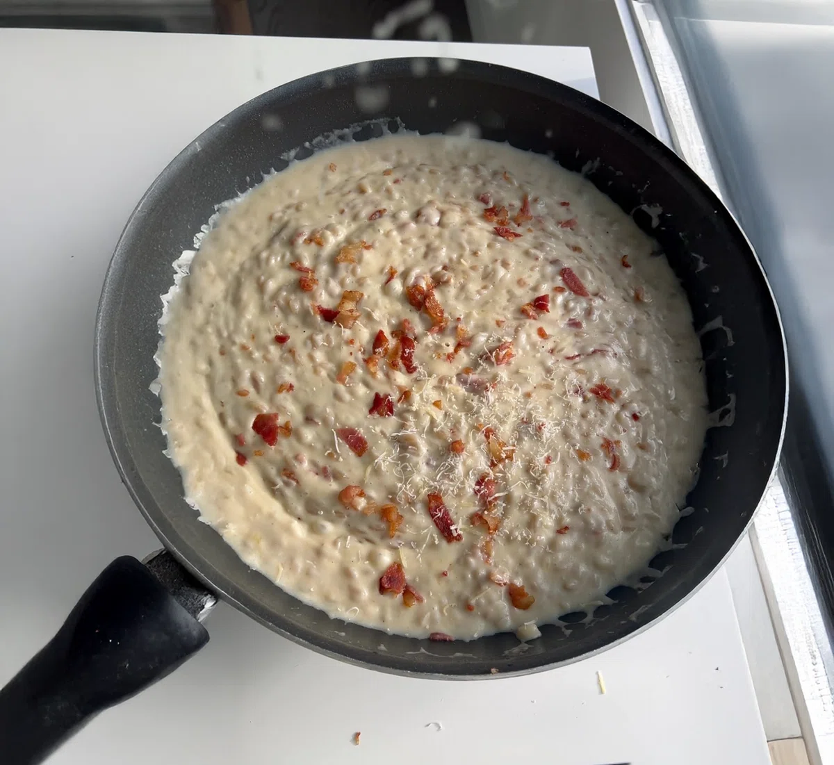 Cheesy Orzo with Bacon