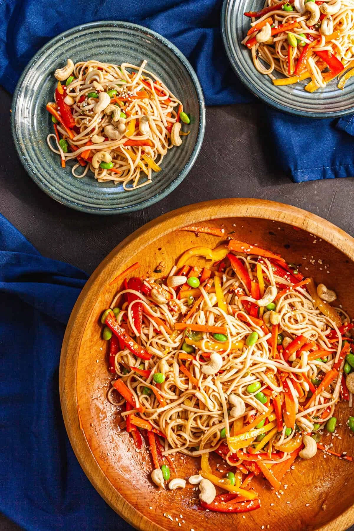 Spicy Udon Noodle Salad with Edamame and Cashews
