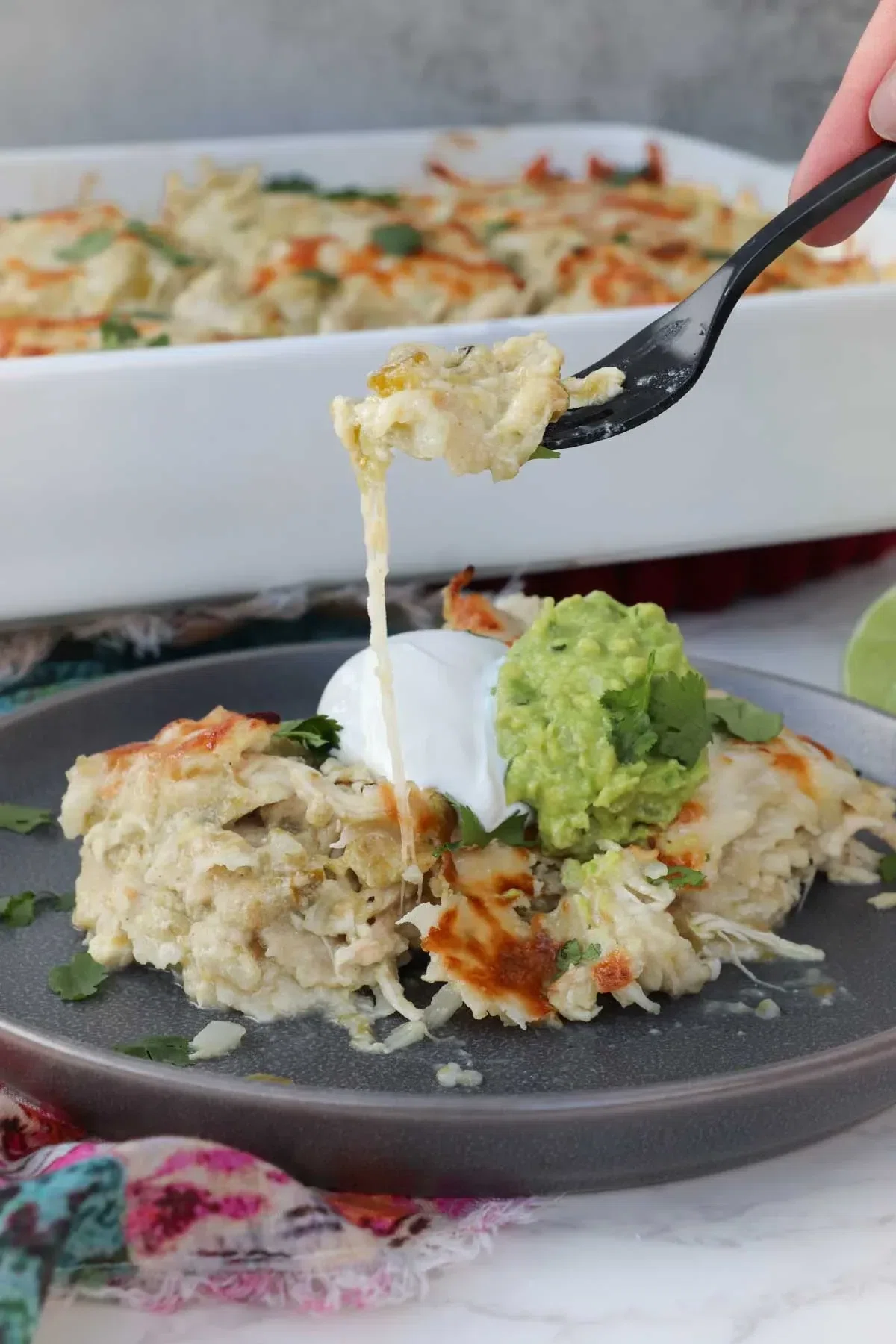 Chicken Enchilada Casserole with Creamy Salsa Verde