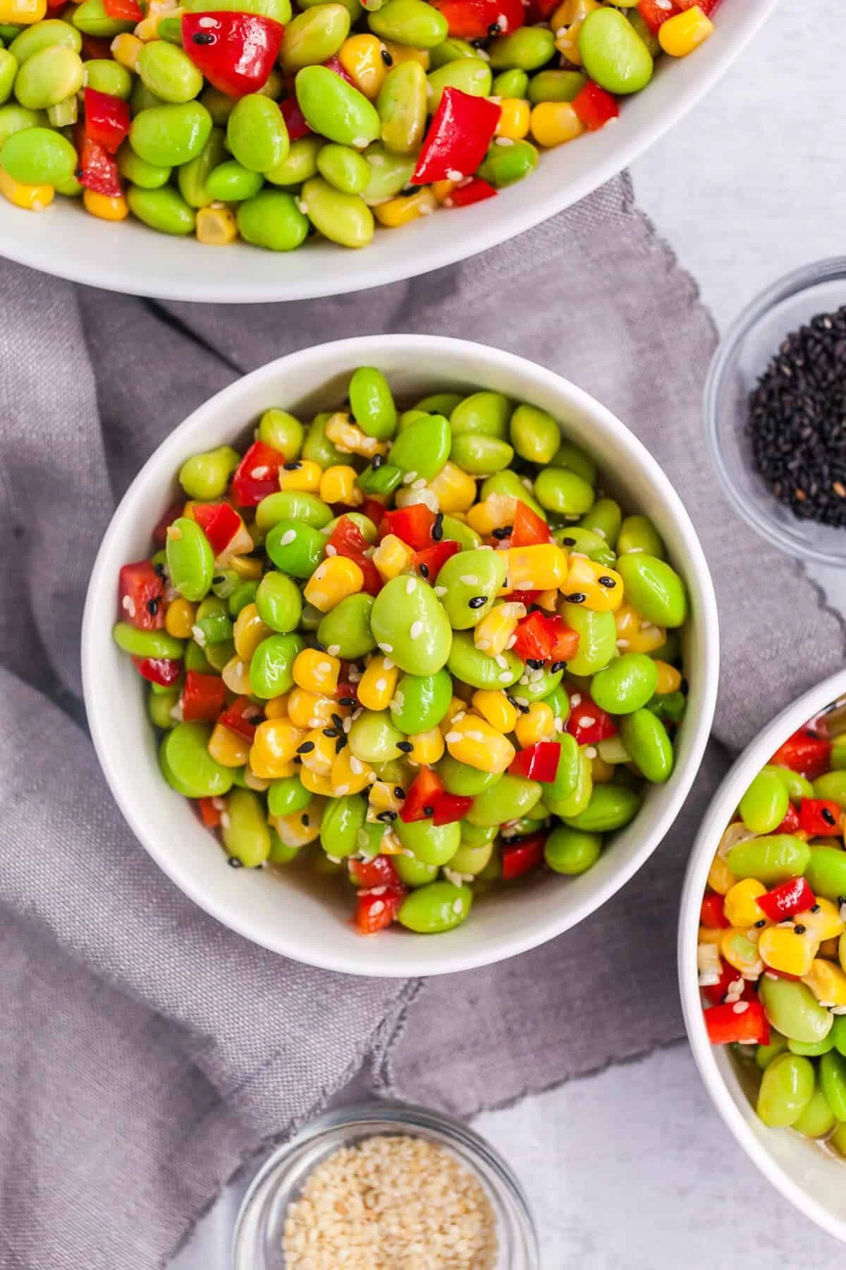 Edamame Bean Salad with Corn and Rice Vinegar