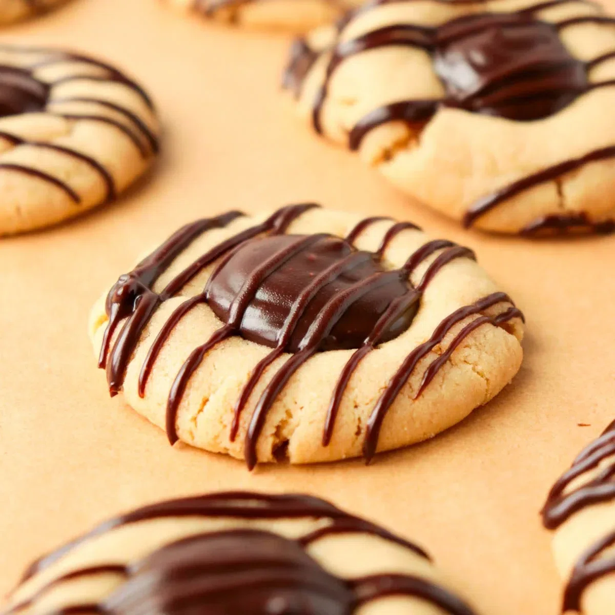 Chocolate Peanut Butter Thumbprint Cookies