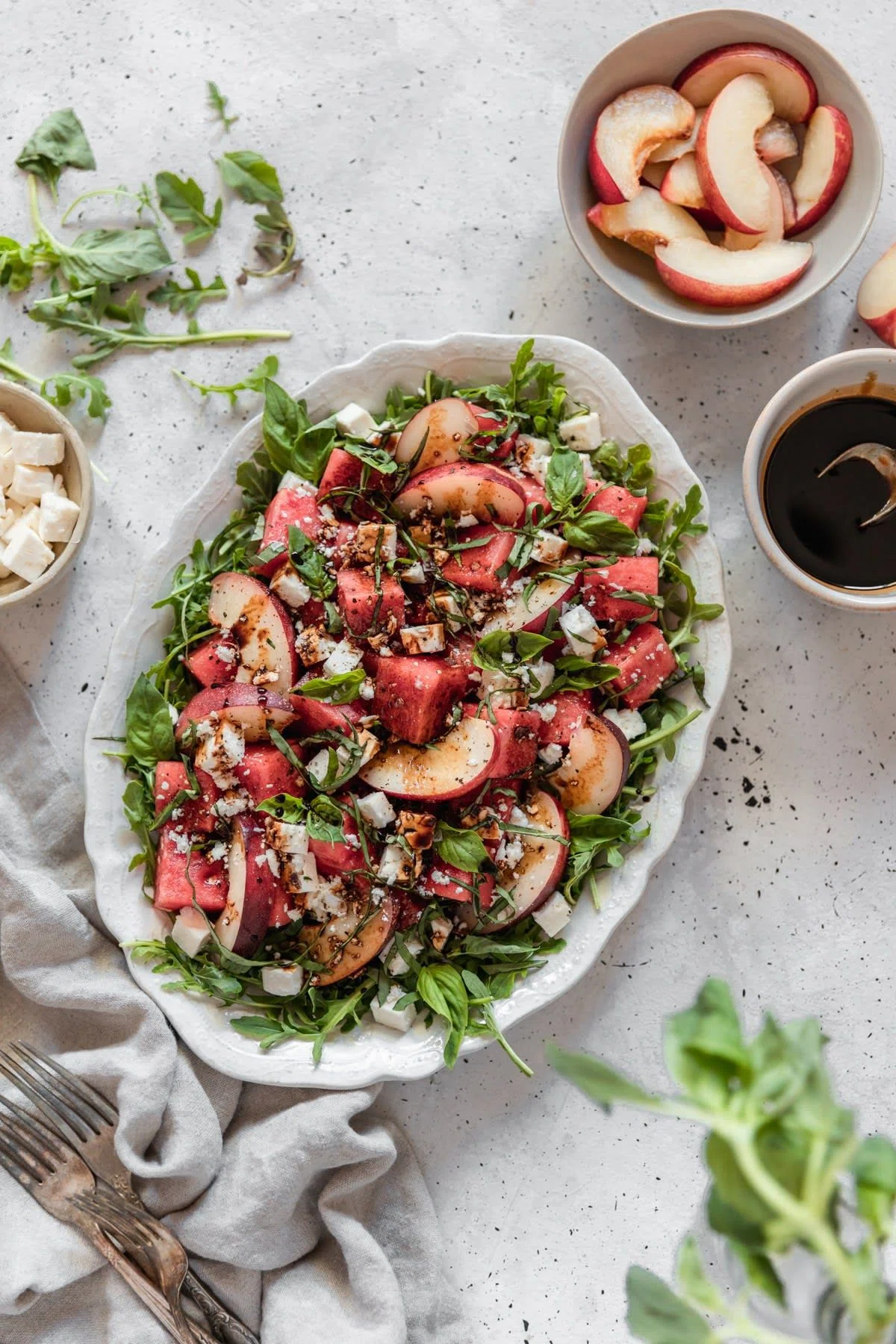 Watermelon Salad With Feta & Nectarines