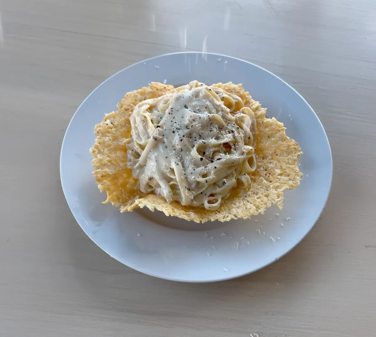 Cacio e Pepe Mac & Cheese in a Parmesan Bowl