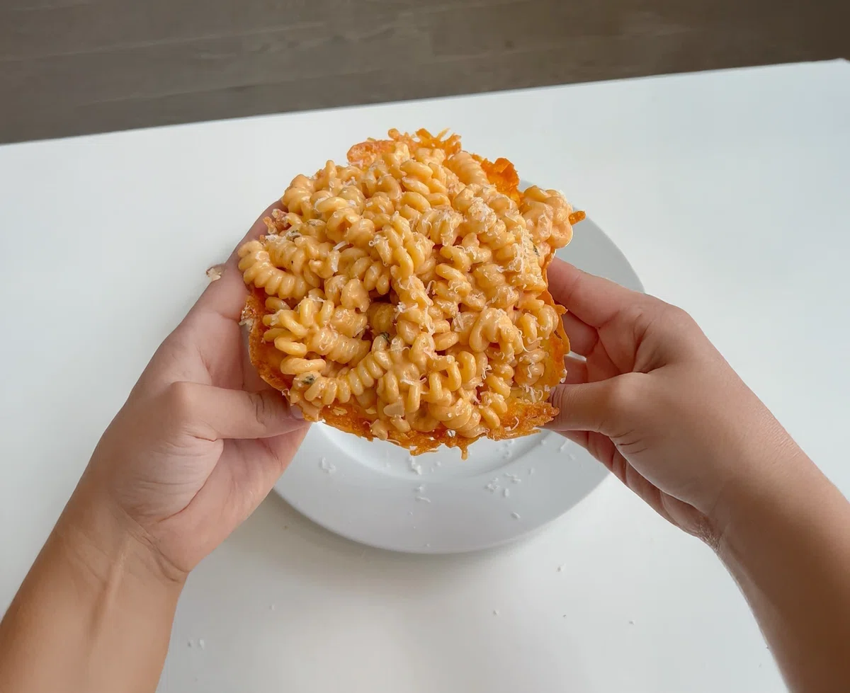 Parmesan Bowls with Creamy Tomato Pasta