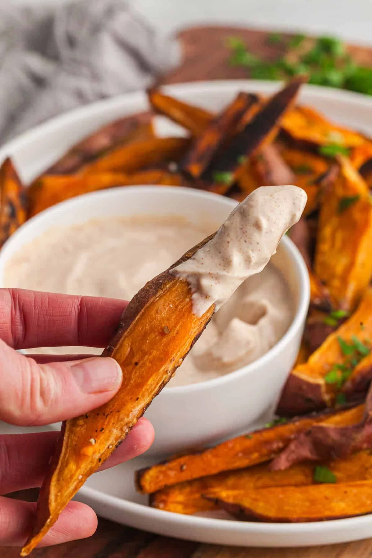 Roasted Sweet Potatoes with Greek Yogurt Dip