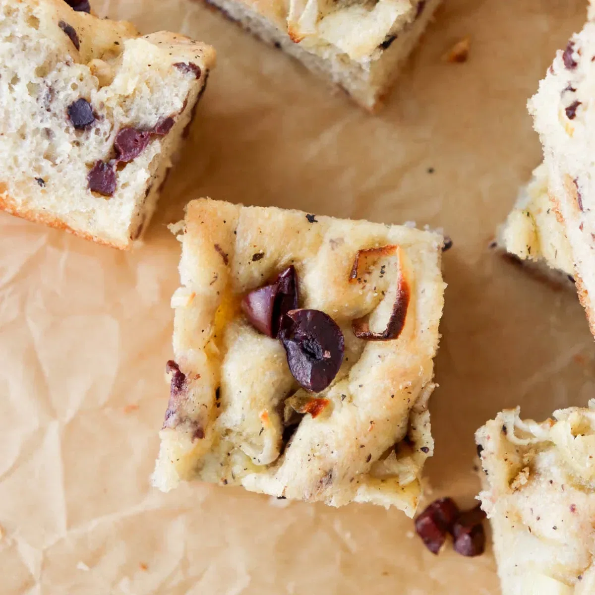 Shallot Black Olive Focaccia Bread