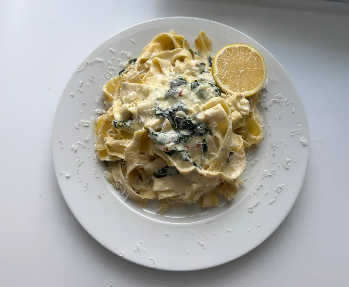 Creamy Lemon Spinach Tagliatelle