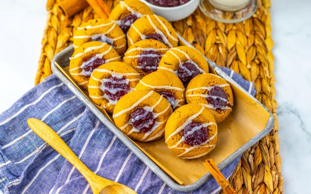 Gingerbread Thumbprint Cookies with Cranberry Sauce