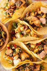 Bang Bang Salmon Tacos With Peach Salsa