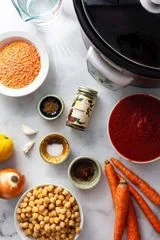 Smoky Slow Cooker Stewed Lentils and Chickpeas