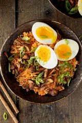 Kimchi Rice Bowl with Crispy Mushrooms
