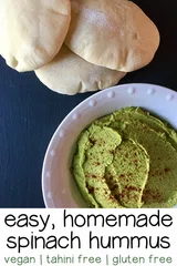 Homemade Spinach Hummus Without Tahini