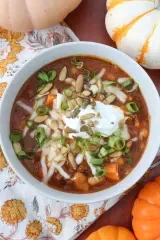 Pumpkin Chili with Turkey and White Beans