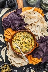 Spooky Halloween Chips & Artichoke Dip