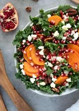 Holiday Salad with Kale, Persimmon and Pomegranate