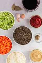 French Lentils Braised in Red Wine and Caramelized Onions