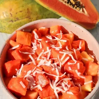 Fresh Papaya with Lime and Palm Sugar Syrup