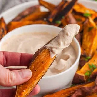 Roasted Sweet Potatoes with Greek Yogurt Dip