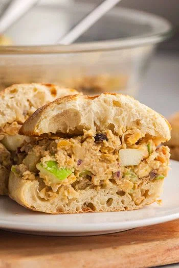 Chickpea Chicken Salad with Tahini-Mustard Dressing