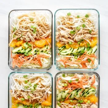 Sesame Chicken Cold Rice Noodle Salad Lunches