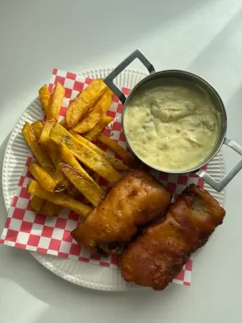 Fish and Chips with Homemade Tartar Sauce