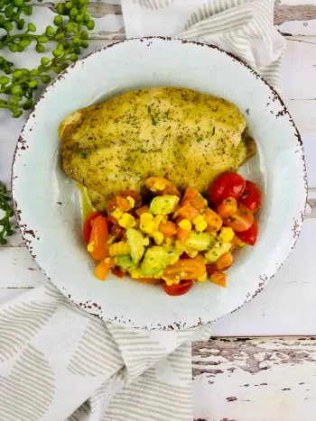 Baked Haddock with Corn Salad