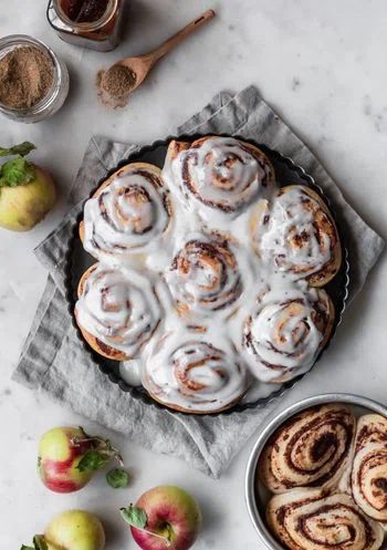 Apple Butter Cinnamon Rolls With Brown Butter Frosting