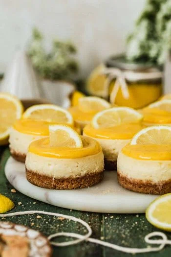 Creamy Mini Lemon Curd Cheesecakes