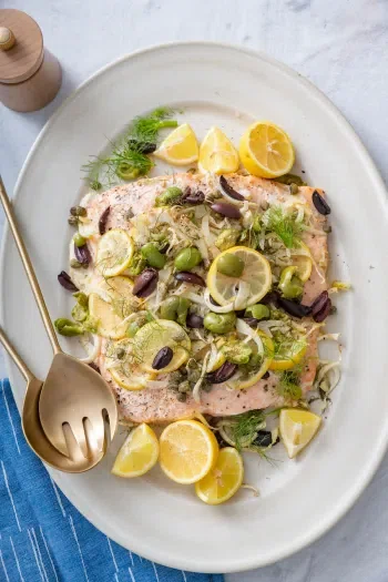 Salmon with Fennel, Citrus, and Olives