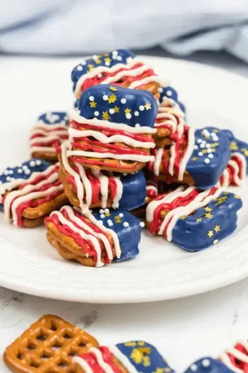 Patriotic Pretzels Covered with Chocolate
