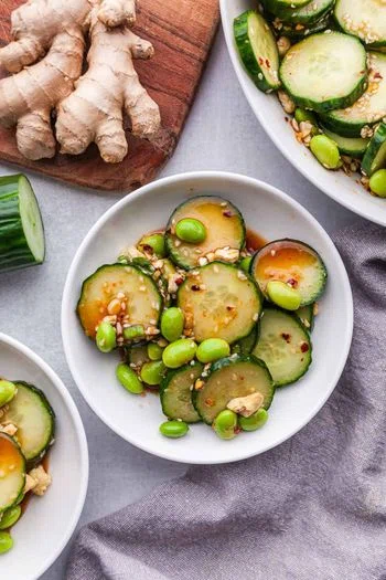 Spicy Edamame Cucumber Salad