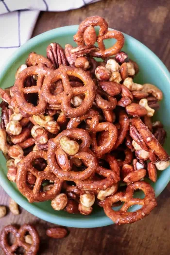 Sweet and Spicy Nuts and Pretzels