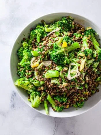 Broccoli Lentil Salad with Anchovy Salad Dressing