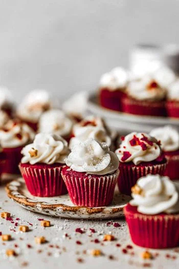 Mini Red Velvet Cupcakes with Cream Cheese Frosting