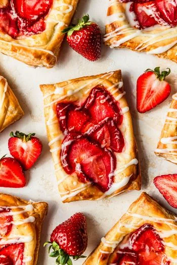 Cream Cheese Strawberry Danish with Puff Pastry