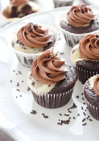 Black Bottom Cupcakes with Salted Chocolate Buttercream