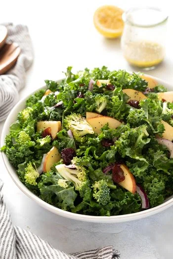 Broccoli Kale Salad with Lemon Poppy Seed Dressing