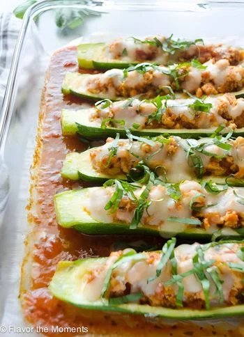 Chicken Parmesan Stuffed Zucchini Boats