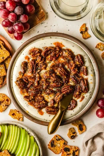 Quick Whipped Brie Cheese with Sticky Pecans