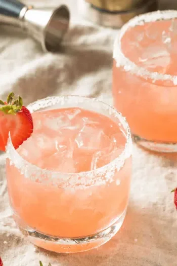 Strawberry Margarita on the Rocks