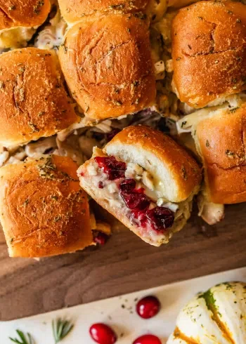 Leftover Turkey and Cranberry Sliders with Brie