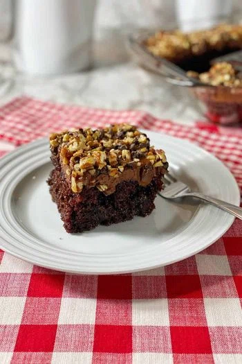 Chocolate Caramel Poke Cake