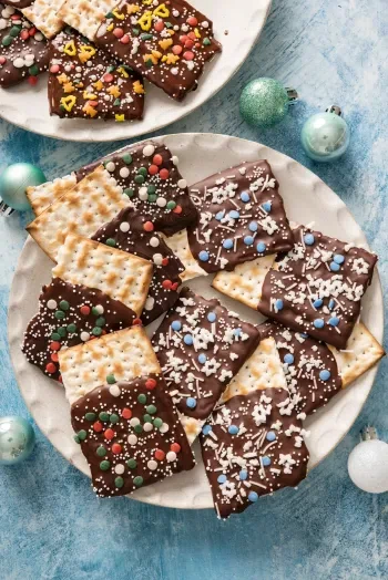 Chocolate Dipped Matzah with Sprinkles
