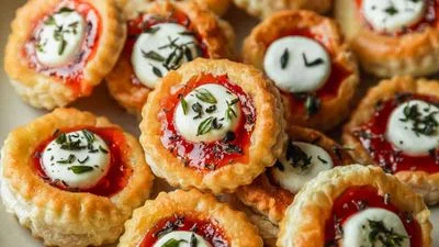 Pepper Jelly & Goat Cheese Puff Pastry Tartlets