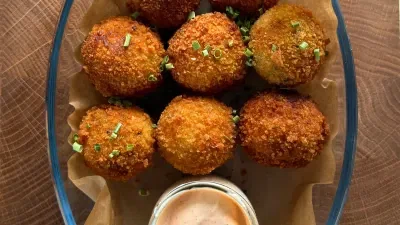 Crispy Cheesy Potato Croquettes with Sriracha Mayo