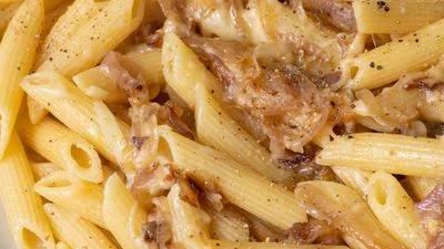 Caramelized Shallot Pasta with Gruyere