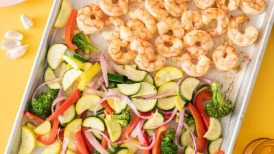 One Sheet Pan Shrimp and Vegetable Dinner